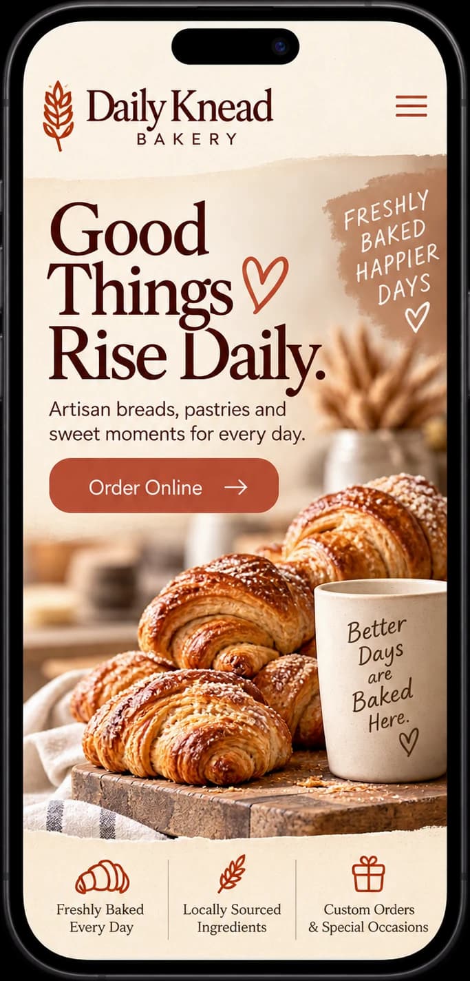 Daily Knead Bakery mobile website